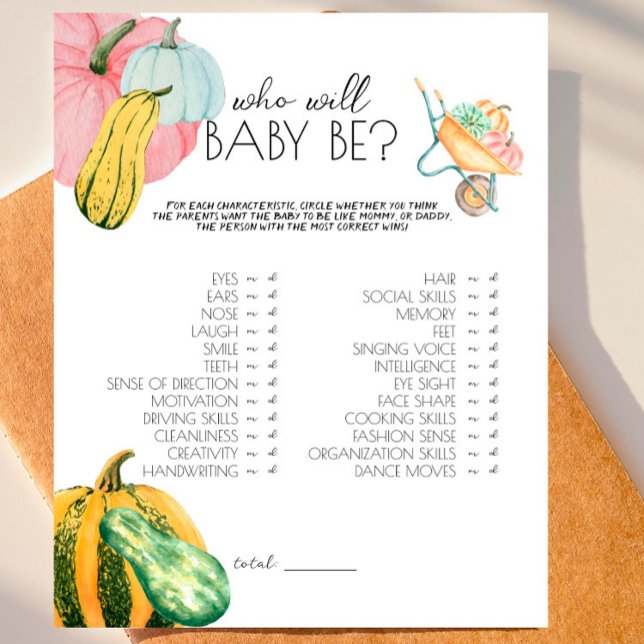Papier Oh Mon Gourd ! - Baby shower Qui Sera Baby ? Jeu (Créateur téléchargé)