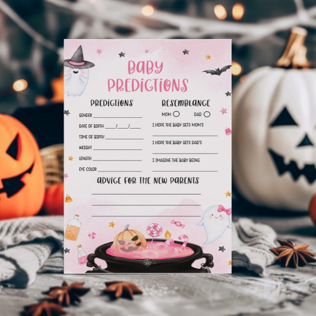 Papier Oh Sheet Ghoul Halloween Baby Predictions Jeu (Pink Oh Sheet Baby Shower Baby Predictions Game)