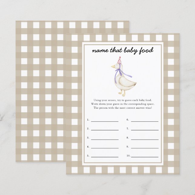 Papier oie - Nom de ce jeu de douche pour bébé (Devant / Derrière)