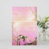 Papier OISEAU DE PRINTEMPS ET FLEURS D'ARBRE rose Fuchsia (Debout devant)