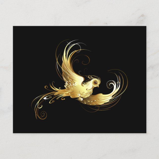Papier Oiseau d'or sur Arrière - plan noir (Devant)