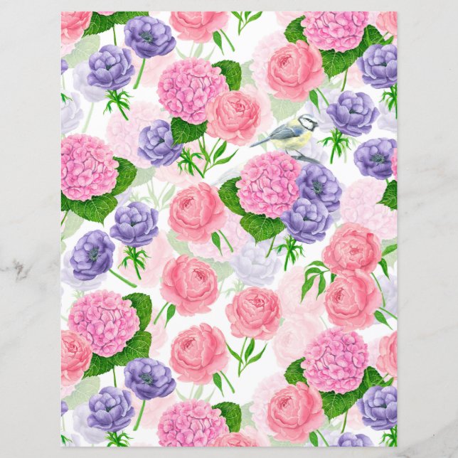 Papier Oiseau et fleurs (Devant)
