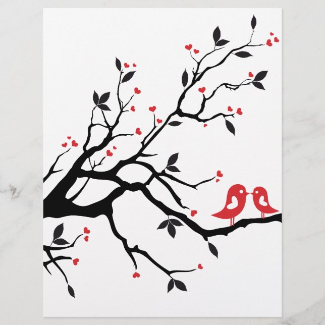 Papier Oiseau s'embrassant sur une branche d'arbre avec d (Devant)