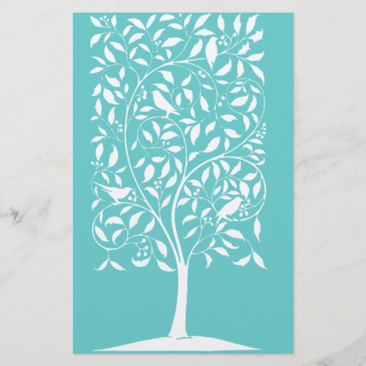 Papier Oiseaux blancs dans l'arbre (Devant)