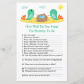 Papier Oiseaux et nids Connaissez-vous bien le baby showe (Devant)