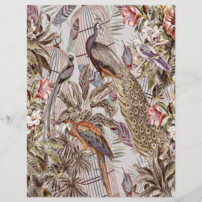 Papier Oiseaux tropicaux vintage (Devant)