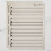 Papier Old Torn Edges Blond Sheet Musique Bass Clef (Devant / Derrière)