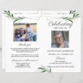 Papier Olive Gold Ordre de service Memorial Photo Program (Devant / Derrière)