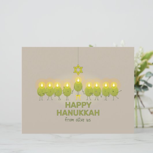 Papier Olive Hanoukka Menorah (Debout devant)