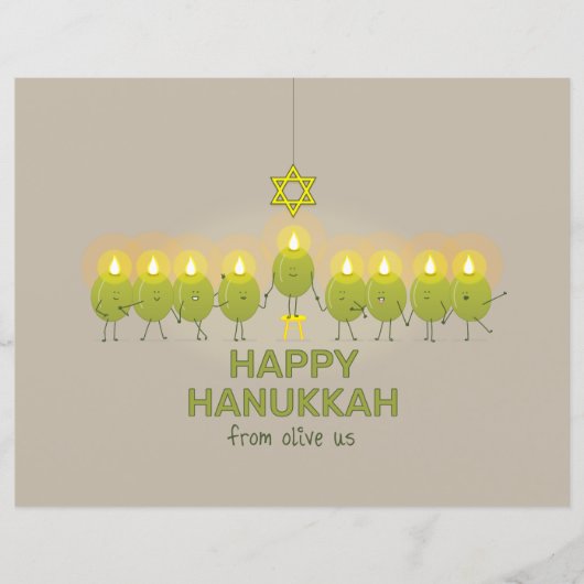 Papier Olive Hanoukka Menorah (Devant)