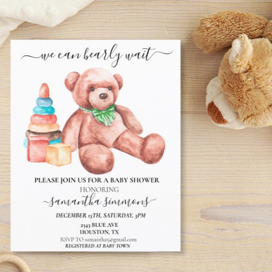 Papier On Peut Attendre Baby shower Teddy Bear