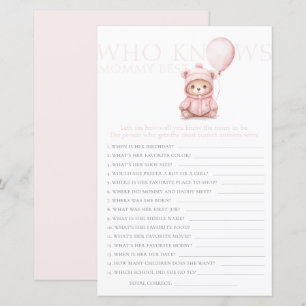 Papier On Peut Attendre Pink Bear Girl Baby shower Jeu