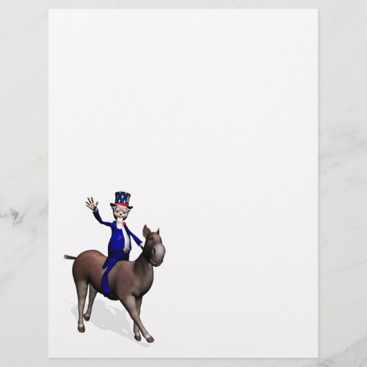 Papier Oncle Sam Riding On Donkey (Devant)