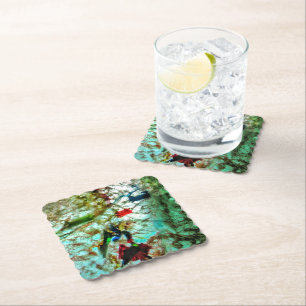 Papier Onderzetter, Abstract blauw decoratief onde Kartonnen Onderzetters