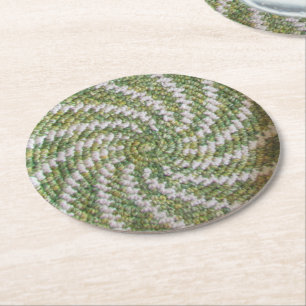 Papier-Onderzetter - Crochet White Spiral over gro Ronde Kartonnen Onderzetter