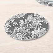 Papier Onderzetter Damask Design Grijs Zwart & Wit (Gebogen)