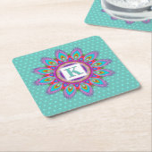 Papier onderzetter psychedelische aangepaste initi (Schuin)