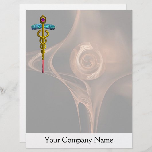 Papier OR CADUCUS SYMBOLE MÉDICALE, Rose fractal Brown (Devant / Derrière)