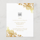 Papier Or dentelle blanche Faire-part de mariage élégant  (Dos)