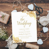 Papier Or dentelle blanche Faire-part de mariage élégant