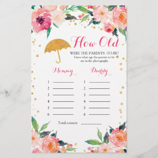 Papier Or Floral Avril Douches à quel âge étaient les par (Devant)