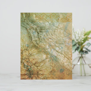 Papier Or floral texturé or et sarcelle vintage