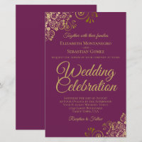 Or Lace Magenta BUDGET Faire-part de mariage Grand