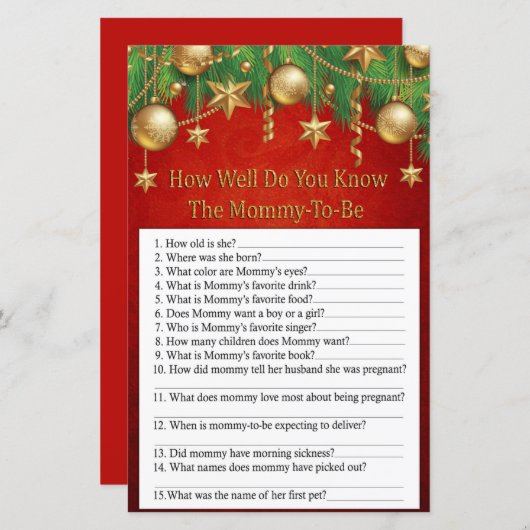 Papier or noël jouet comment bien savez-vous jeu (Devant / Derrière)