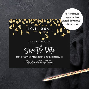 Papier Or noir confettis anniversaire budget sauver la da