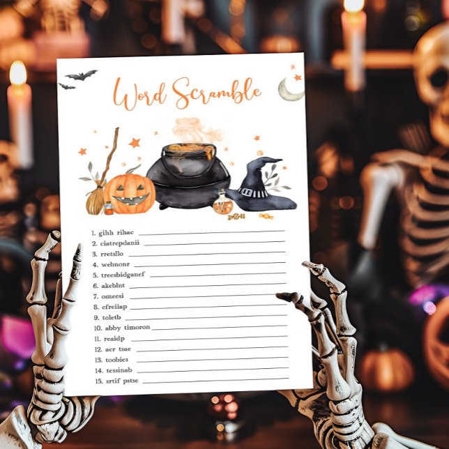 Papier Orange Baby est en train de brasser Word Scramble  (Baby is Brewing Baby Shower Word Scramble Game)