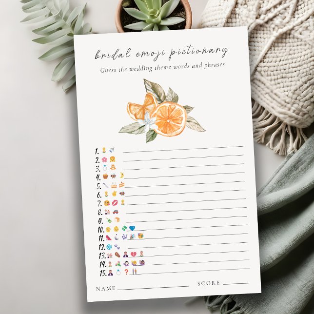Papier Orange Boho Fête des mariées Emoji Pictionary Jeu (Créateur téléchargé)