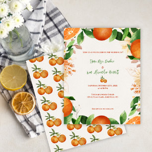 Papier Orange Botanique Faire-part de mariage de verger d