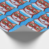 Papier orange d'emballage cadeau de chat tigré (Coin)