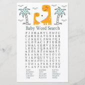 Papier Orange Dinosaur Baby shower Word Recherche Jeu (Devant)