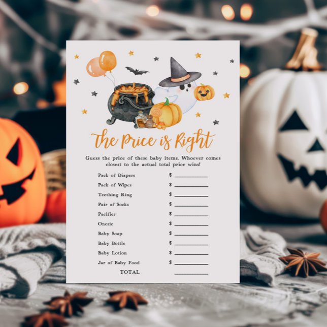 Papier Orange Little Boo Ghost Le prix est le bon jeu (Ghost Halloween Baby Shower The Price is Right Game)