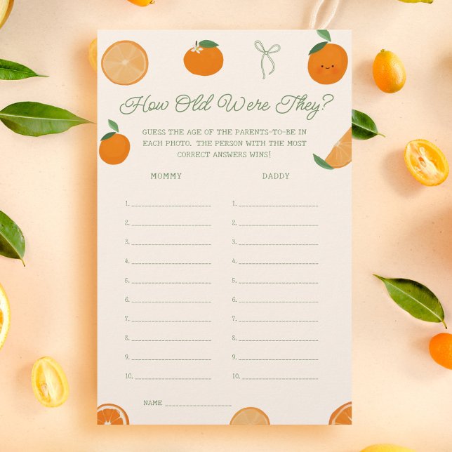 Papier Orange Little Cutie Baby shower Devine Le Jeu De L (Créateur téléchargé)