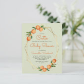 Papier Orange Little Cutie Green Baby shower Invitation (Debout devant)