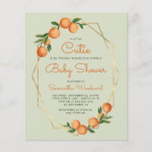 Papier Orange Little Cutie Green Baby shower Invitation (Devant)