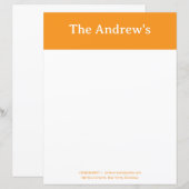 Papier Orange Plain Simple Stationary Paper (Devant / Derrière)