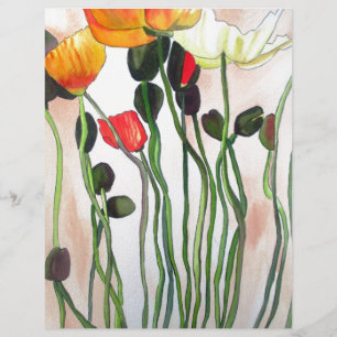Papier Orange Populaires fleurs aquarelle peinture