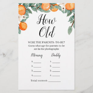 Papier Oranges Baby shower jumeau Comment les parents âgé