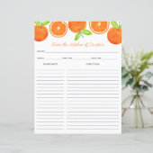 Papier Oranges Citrus Fruit Recipe Card Binder Insert (Debout devant)