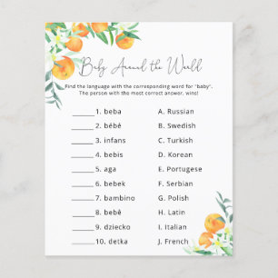 Papier Oranges Citrus - Jeu pour Baby Shower