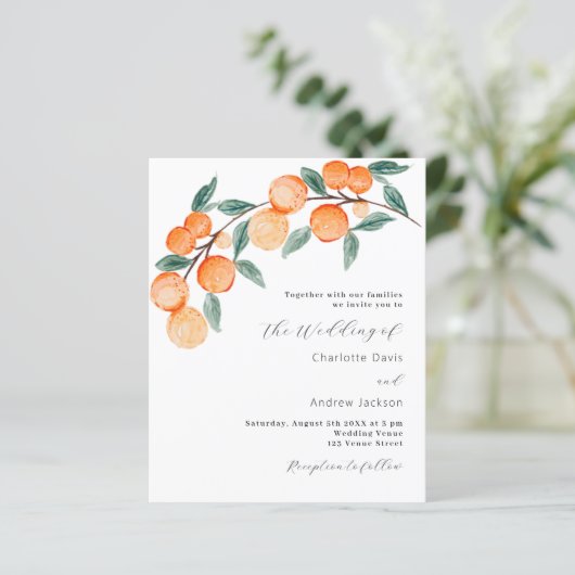 Papier Oranges de Citrus QR RSVP faire-part de mariage bu (Debout devant)
