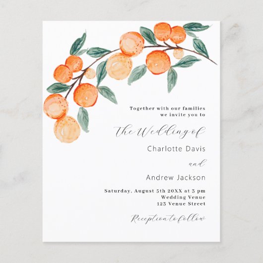 Papier Oranges de Citrus QR RSVP faire-part de mariage bu (Devant)