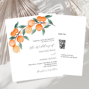 Papier Oranges de Citrus QR RSVP faire-part de mariage bu