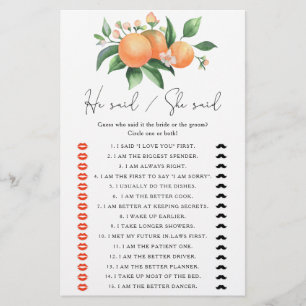 Papier Oranges - Il a dit qu'elle a dit jeu de douche nup