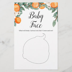 Papier Oranges Twin Baby shower Baby Face Jeu