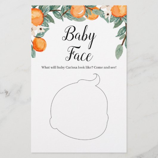 Papier Oranges Twin Baby shower Baby Face Jeu (Devant)