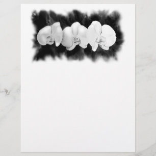 Papier Orchidée blanche noire peinture à fleurs tropicale